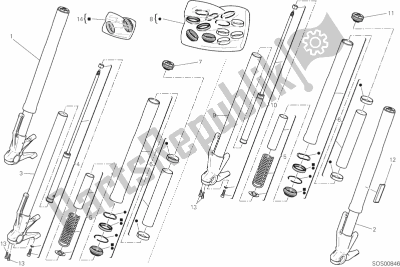 All parts for the Front Fork of the Ducati Supersport USA 937 2019